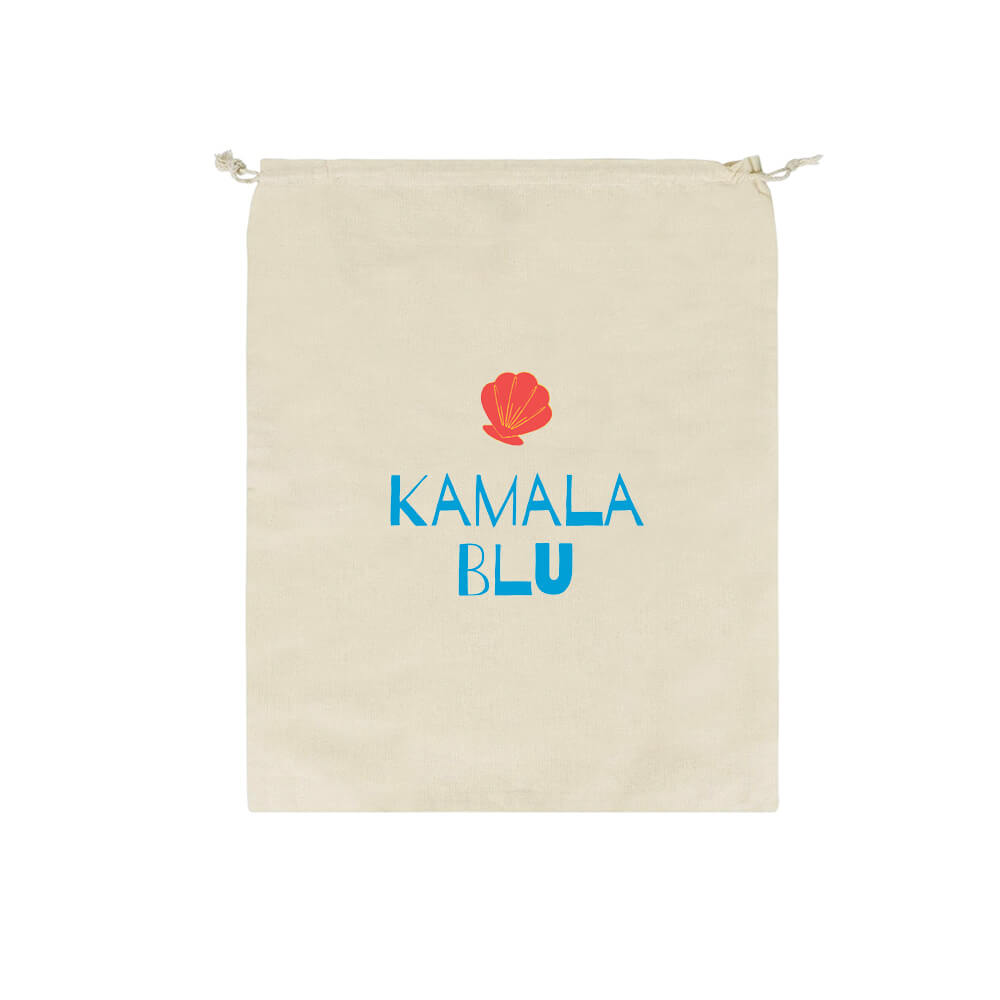 Custom Printed Medium Calico Drawstring Bags - 25 x 35 cm - 5oz - Natural Cotton image 1