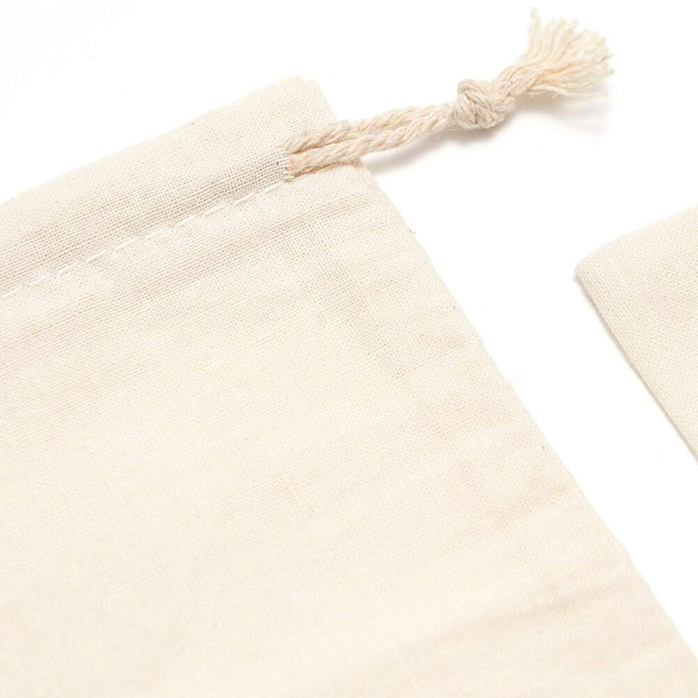 5oz Mini Calico Drawstring Bags - 8 x 11 cm - Natural Cotton image 3