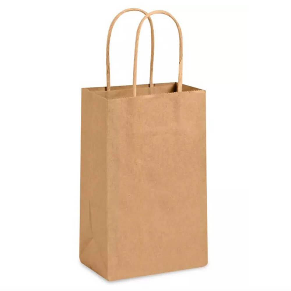 14 x 8 x 20 cm Brown Paper Bags With Twisted Handles - Ruby - 100 Pack image 0
