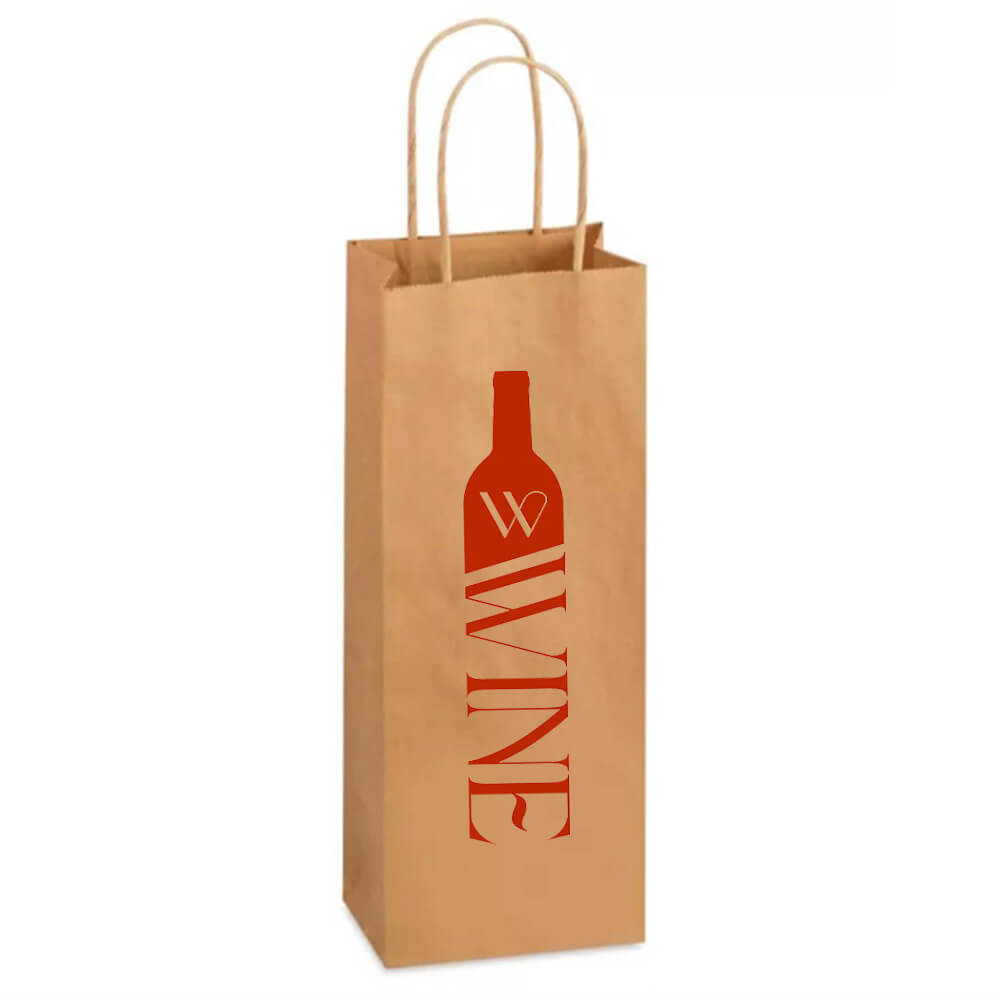 Custom Print Single Wine Bottle Paper Bags With Twisted Handles image 2