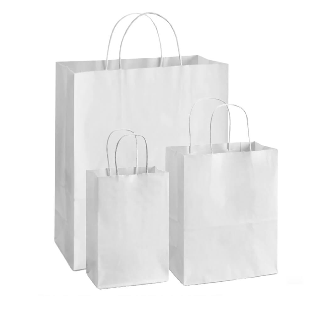 White Paper Bags with Handles Mixed Size Small Business Bundle Pack - 300 Pack image 0