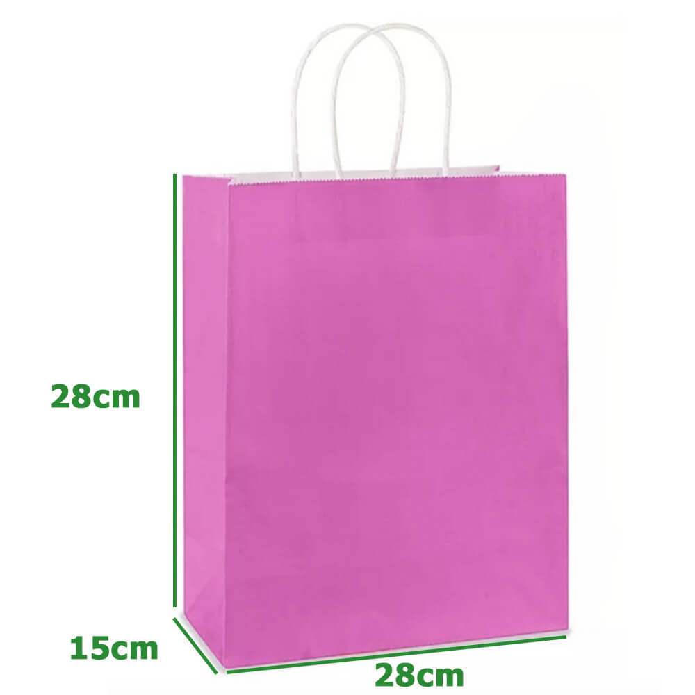 28 x 15 x 28 cm Large Fuchsia Pink Paper Bags With Twisted Handles image 1