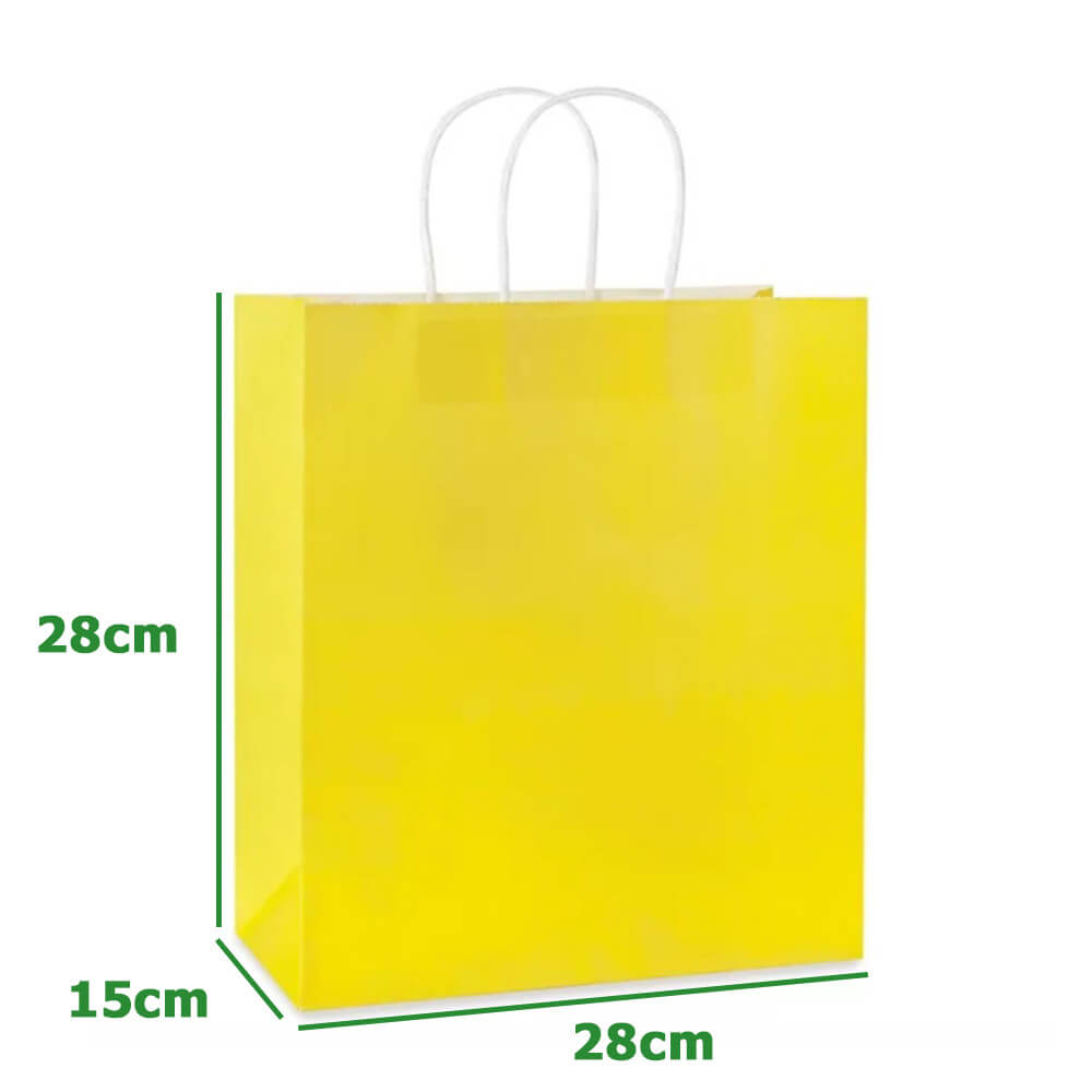 28 x 15 x 28 cm Deluxe Large Yellow Paper Bags With Twisted Handles image 1