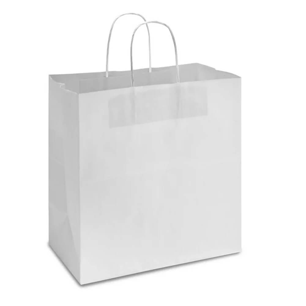 33 x 18 x 33 cm Medium White Takeaway Paper Bags With Twisted Handles - Star - 100 Pack image 0