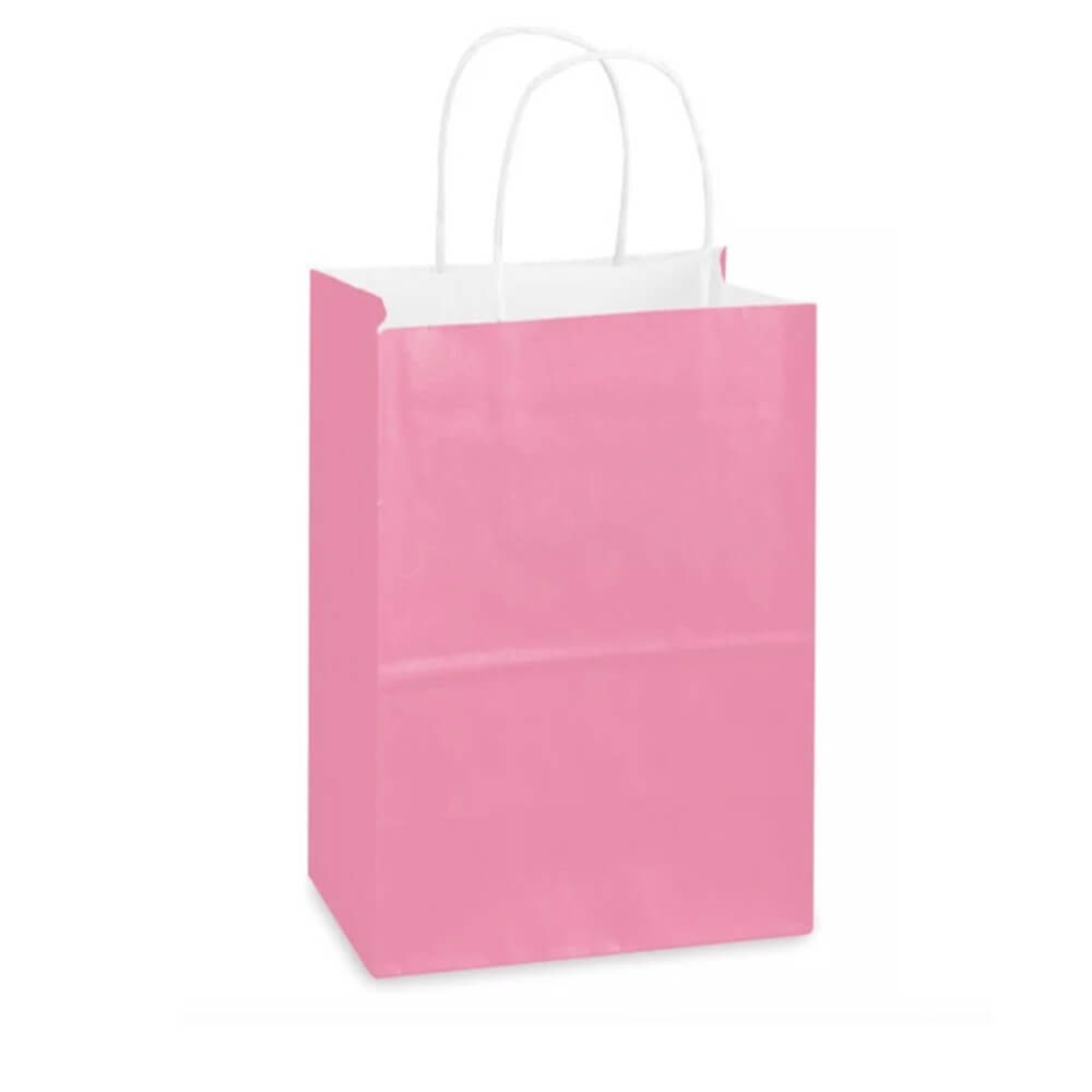 15 x 8 x 21 cm Pink Paper Bags With Twisted Handles image 0