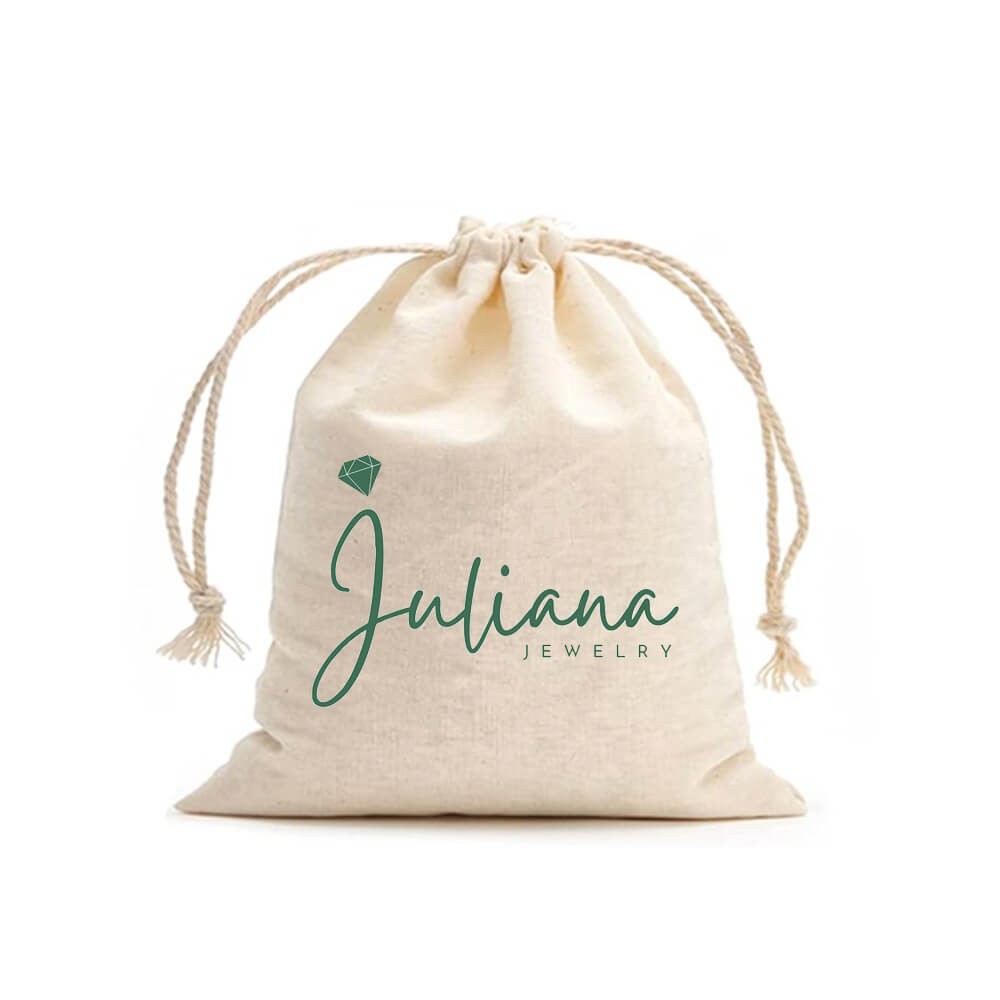 Custom Printed Mini Calico Drawstring Bags - 8 x 11 cm - 5oz - Natural Cotton image 0