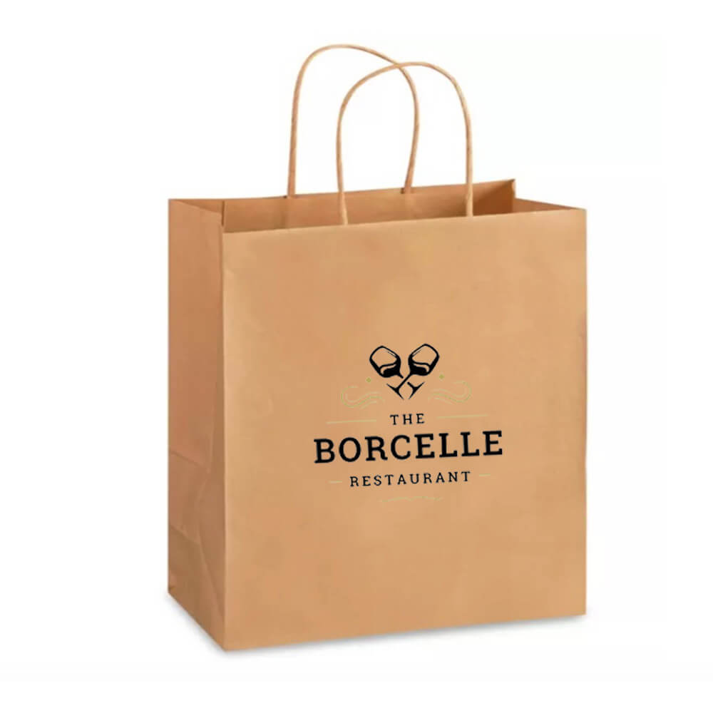 Custom Print 28 x 15 x 28 cm Small Takeaway Paper Bags With Twisted Handles - Bite image 1