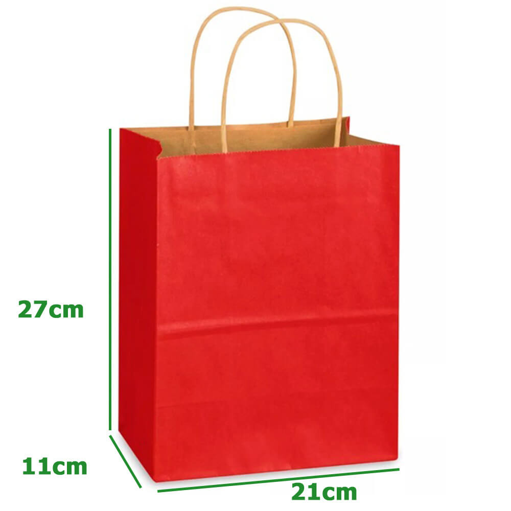 21 x 11 x 27 cm Red Kraft Paper Bag With Twisted Handles image 1