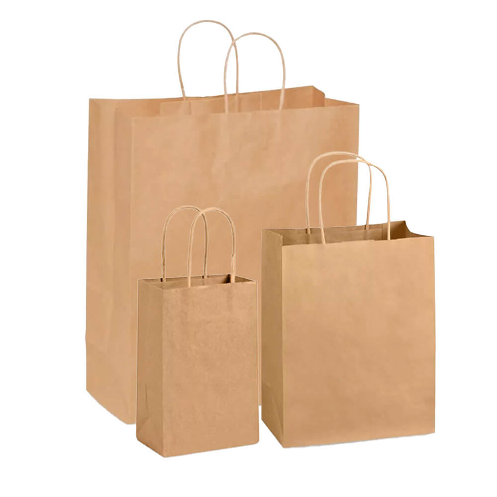 Brown Paper Bags with Handles Mixed Size Small Business Bundle Pack - 300 Pack image 0