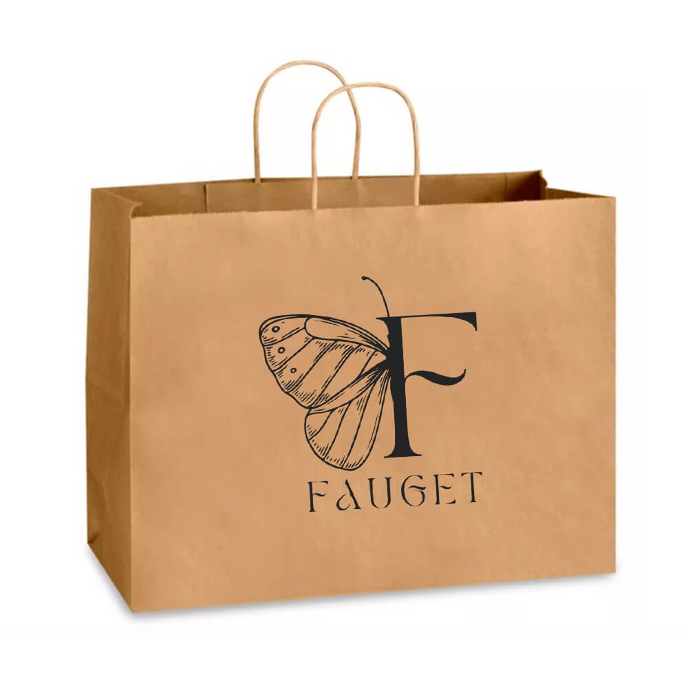 Custom Print 41 x 15 x 31 cm Brown Paper Shopping Bags With Twisted Handles - Chi Chi image 1