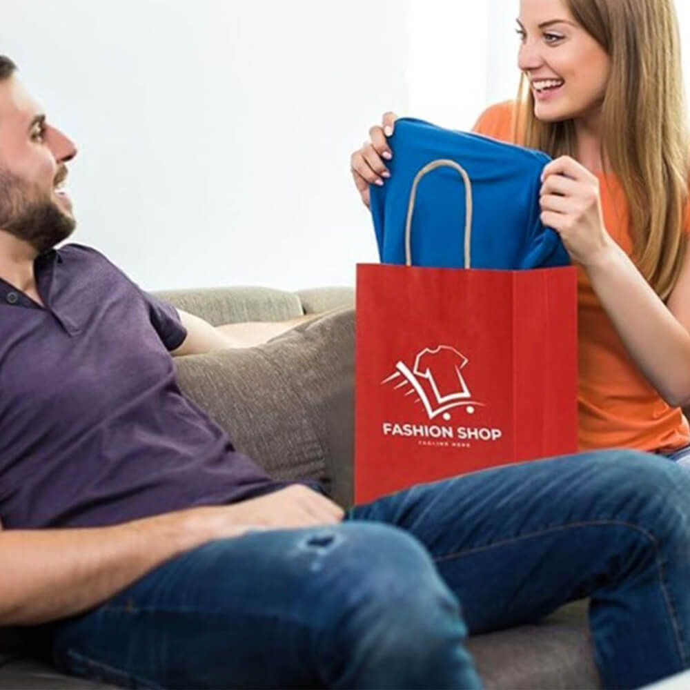 28 x 15 x 28 cm Large Red Kraft Paper Bag With Twisted Handles image 3