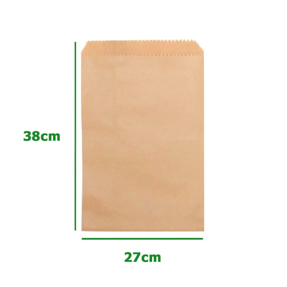 27 x 38 cm Flat Brown Paper Bags  - Large - 500 Pack image 0