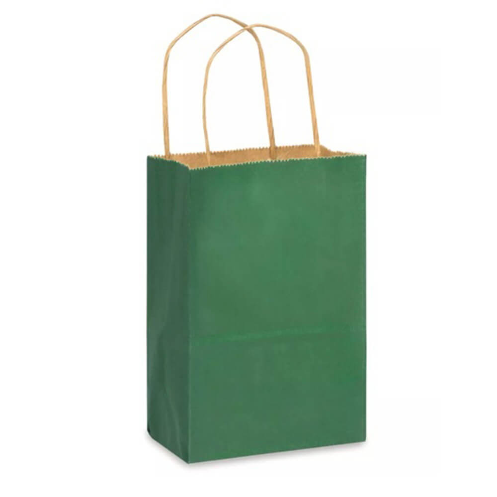 15 x 8 x 21 cm Green Kraft Paper Bag With Twisted Handles image 0