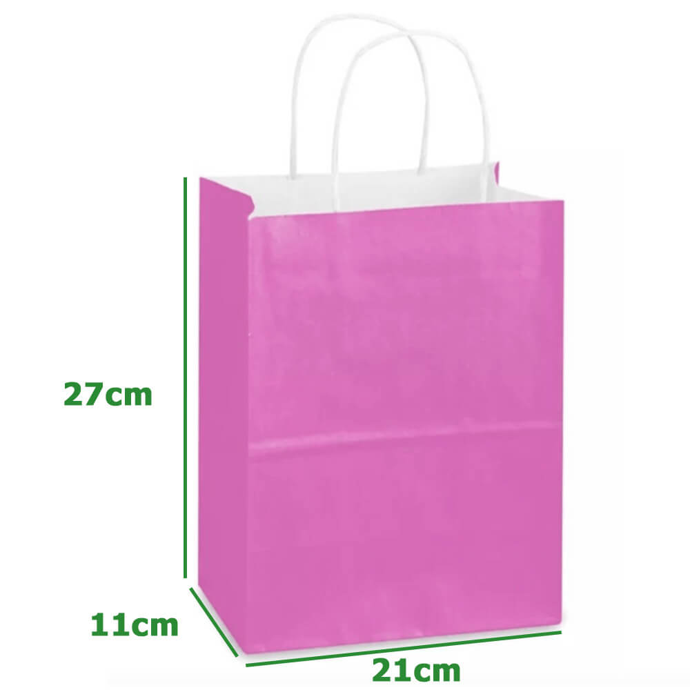 21 x 11 x 27 cm Fuchsia Pink Paper Bag With Twisted Handles image 1