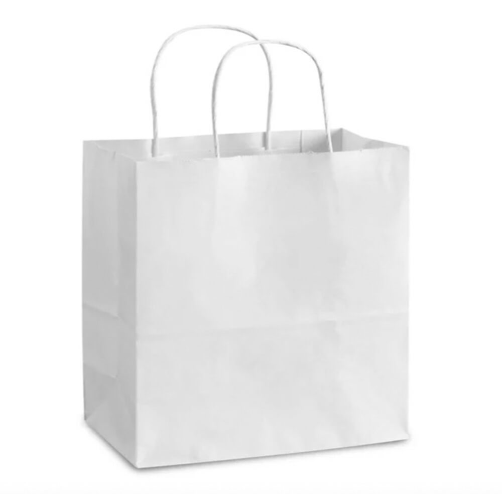28 x 15 x 28 cm White Paper Bags With Twisted Handles - Bite - 100 Pack image 0