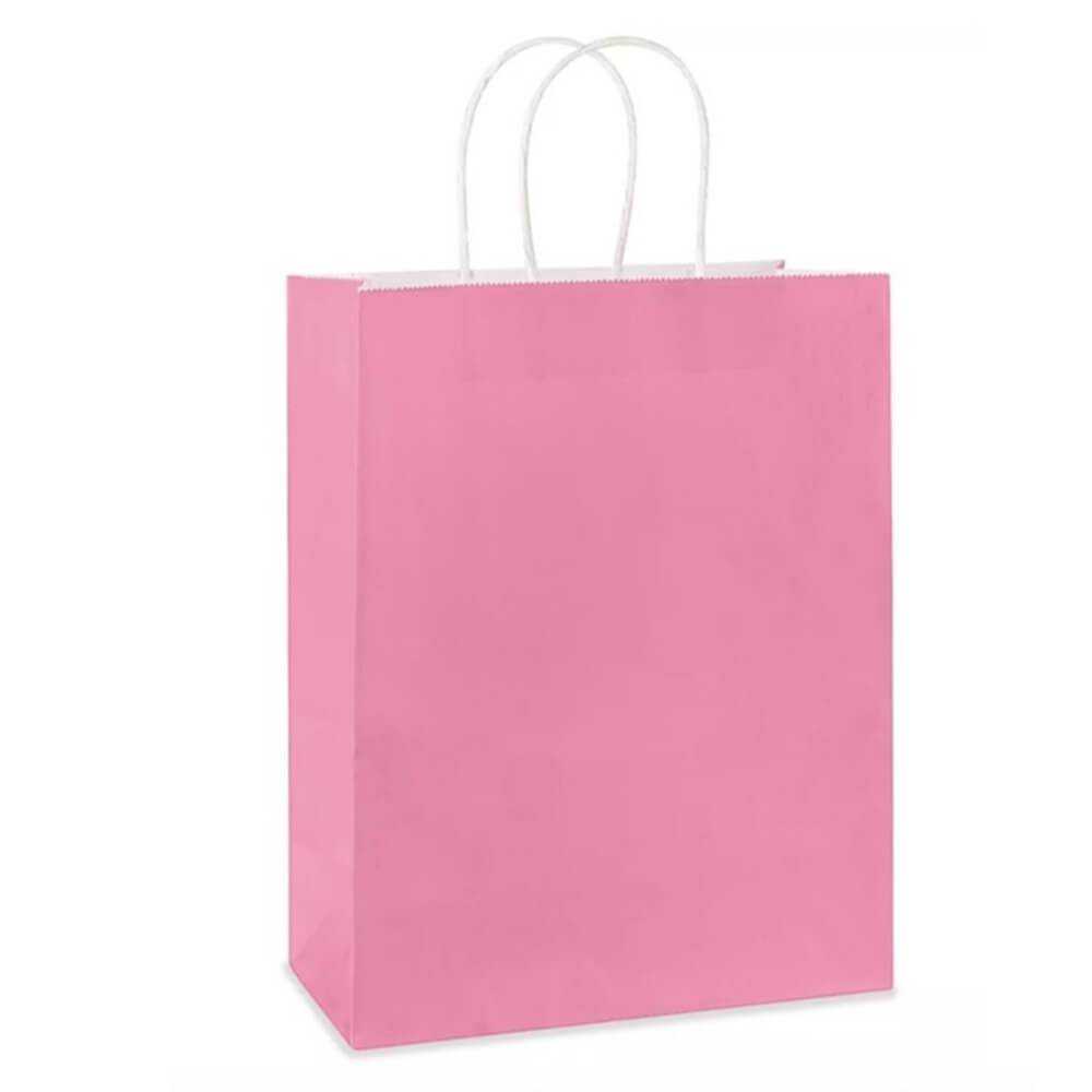 28 x 15 x 28 cm Large Pink Paper Bags With Twisted Handles image 0