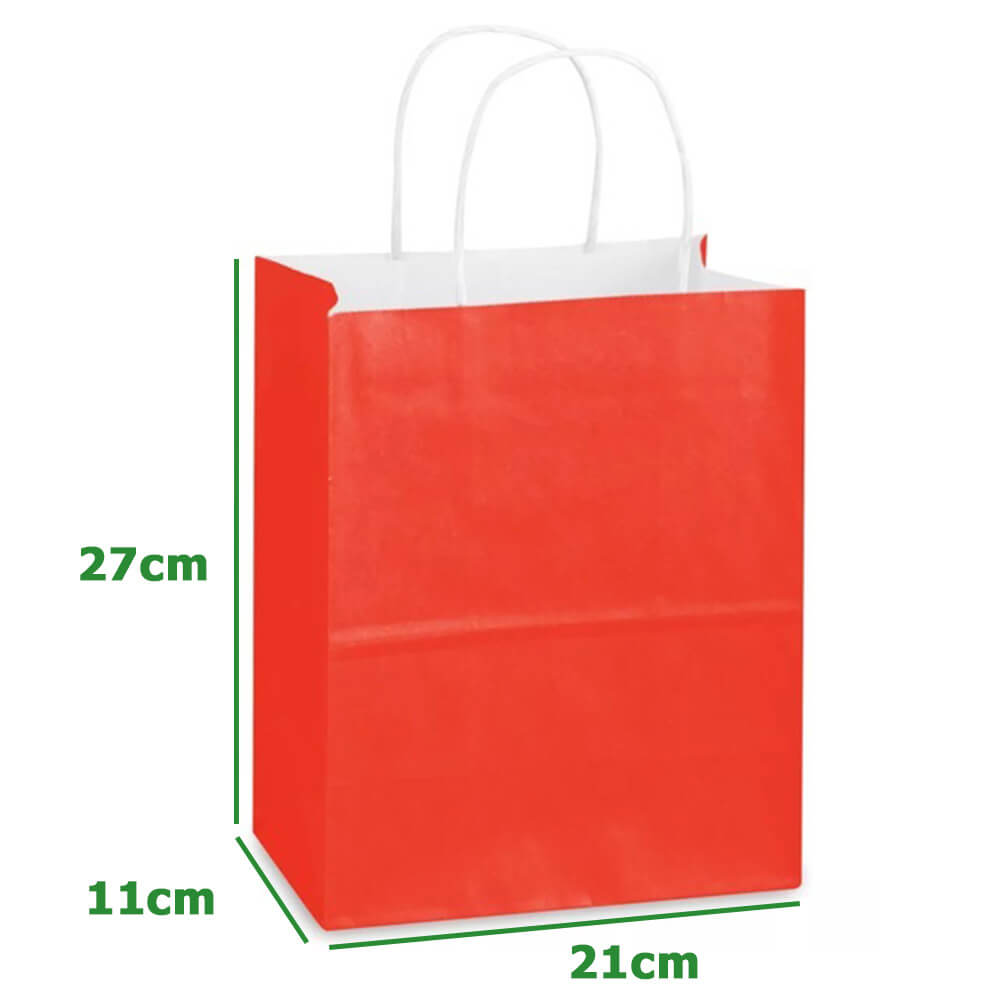 21 x 11 x 27 cm Deluxe Red Paper Bag With Twisted Handles image 1