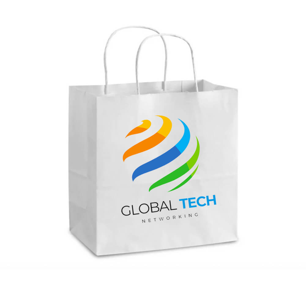 Custom Print 28 x 15 x 28 cm White Paper Takeaway Bags With Twisted Handles - Bite image 2