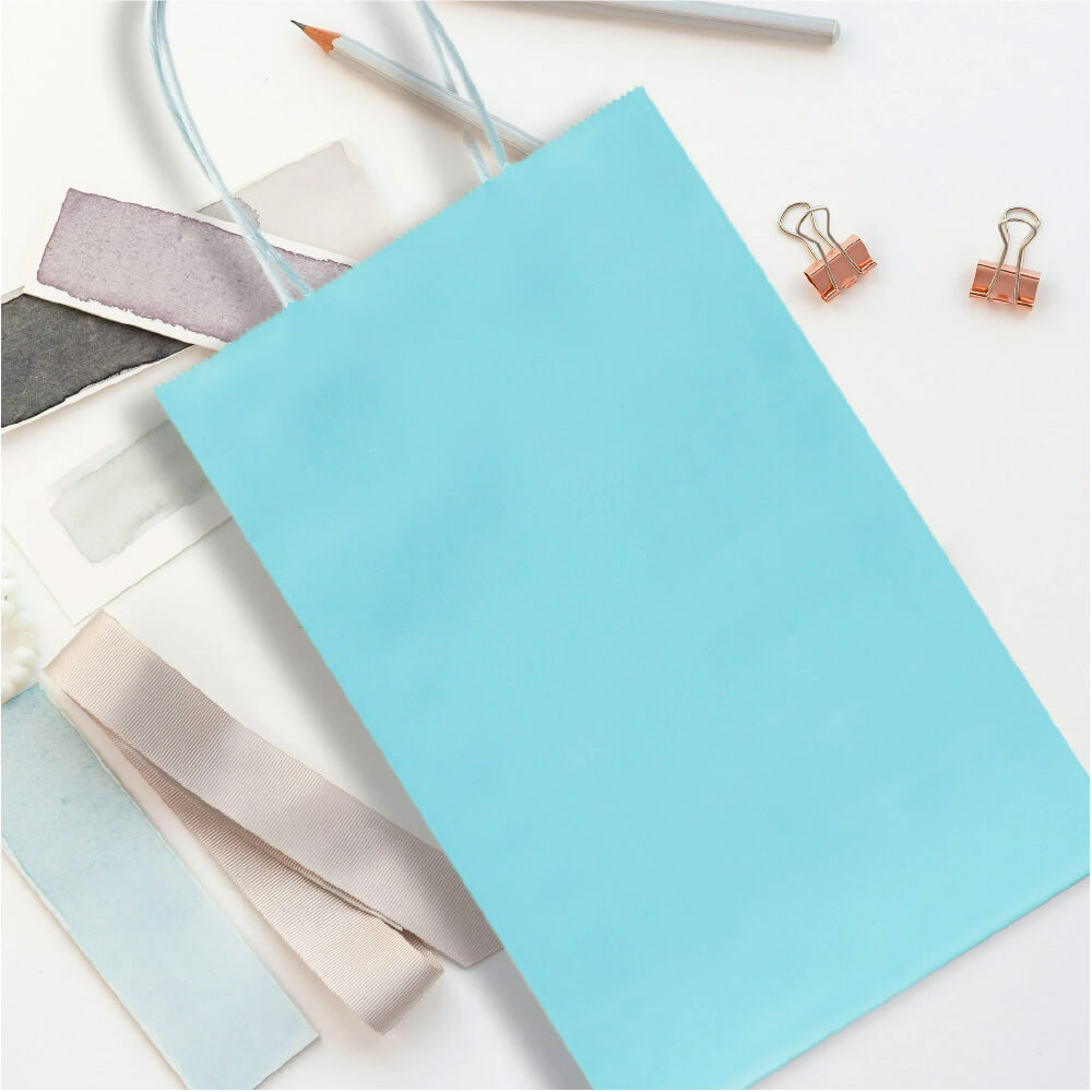 15 x 8 x 21 cm Light Blue Paper Gift Bags With Twisted Handles image 3