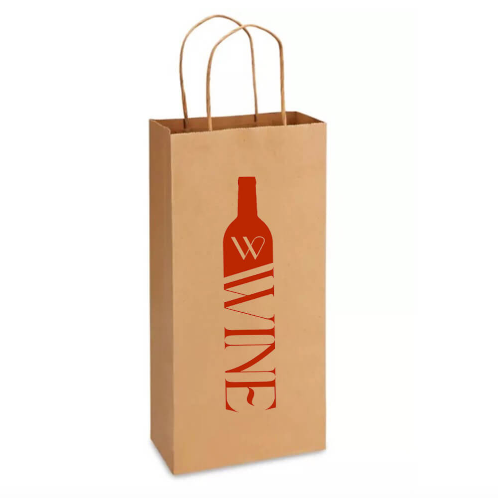Custom Print Double Wine Bottle Paper Bags With Twisted Handles image 2