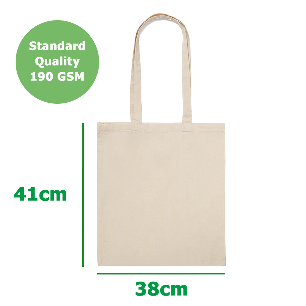 5oz Economical Large Calico Tote Bags - 38 x 41 cm - Natural Cotton image 1