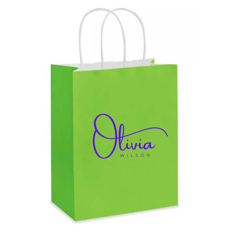Custom Printed Green Paper Bags With Twisted Handles image 0