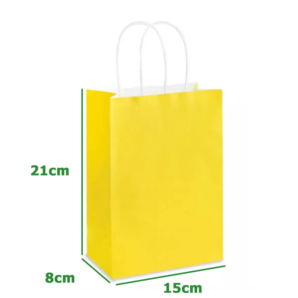15 x 8 x 21 cm Deluxe Yellow Paper Bags With Twisted Handles image 1