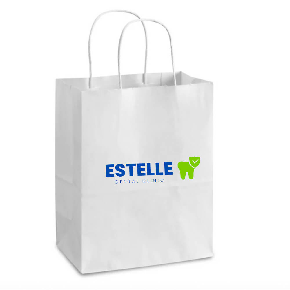 Custom Print 20 x 10 x 26 cm White Paper Bags With Twisted Handles - Spring image 2