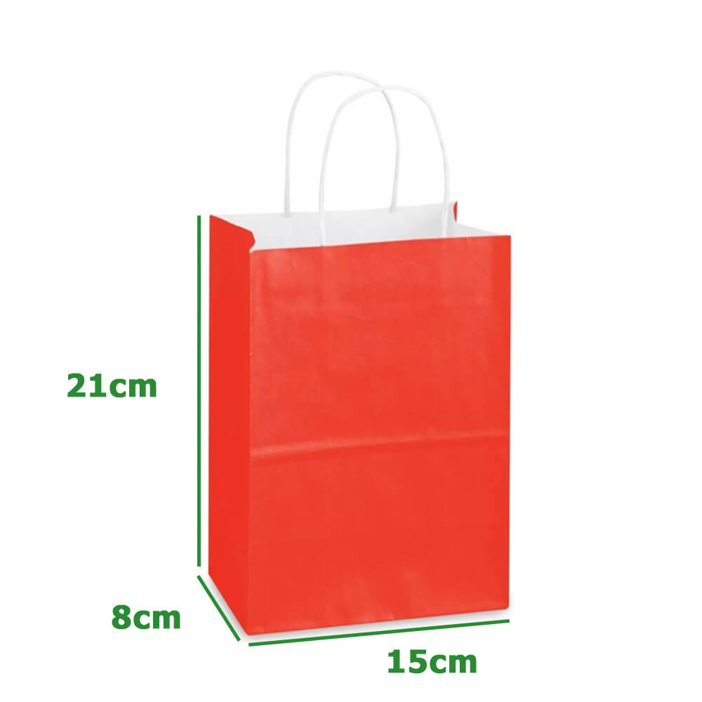 15 x 8 x 21 cm Deluxe Red Paper Bags With Twisted Handles image 1