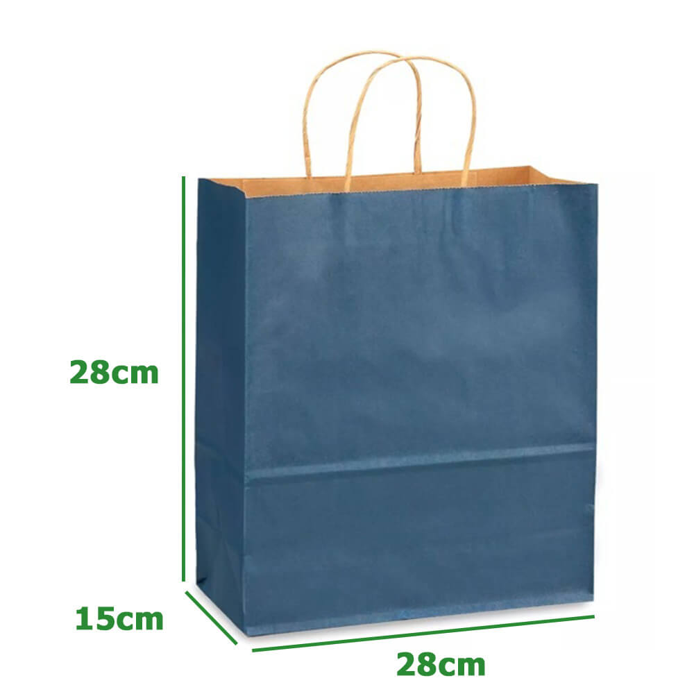 28 x 15 x 28 cm Large Blue Kraft Paper Bag With Twisted Handles image 1