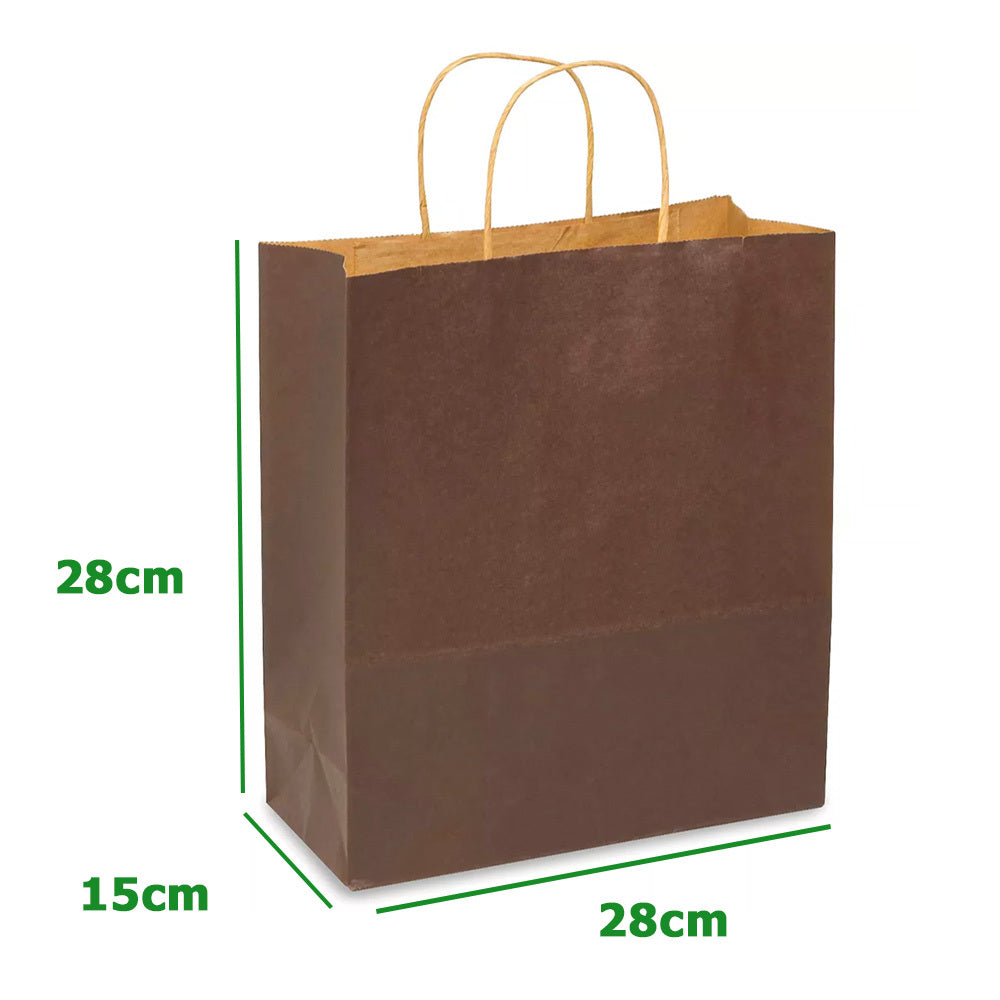28 x 15 x 28 cm Large Chocolate Paper Gift Bags With Twisted Handles image 1