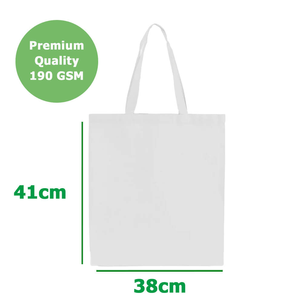 Custom Printed Premium White Calico Tote Bags - 10oz - 38 x 41 cm - 100% Natural Cotton image 2