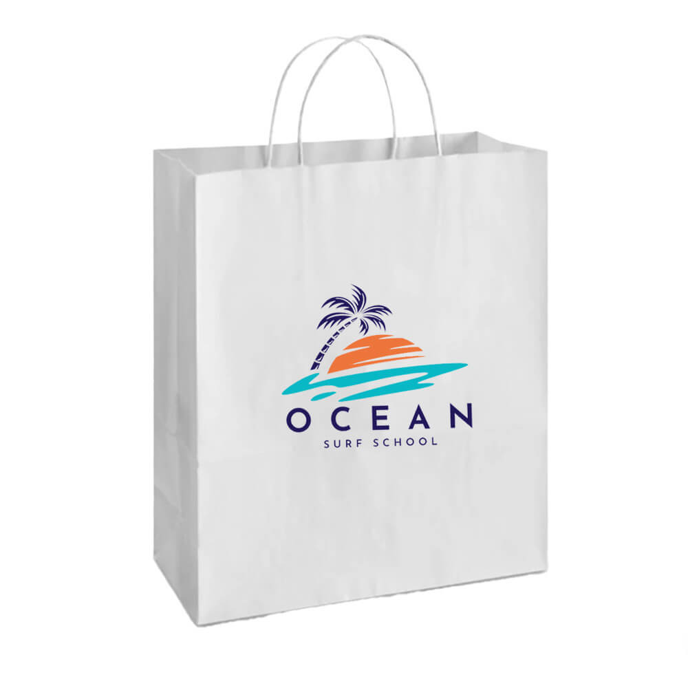 Custom Print 33 x 15 x 40 cm White Paper Shopping Bags With Twisted Handles - Rover image 2