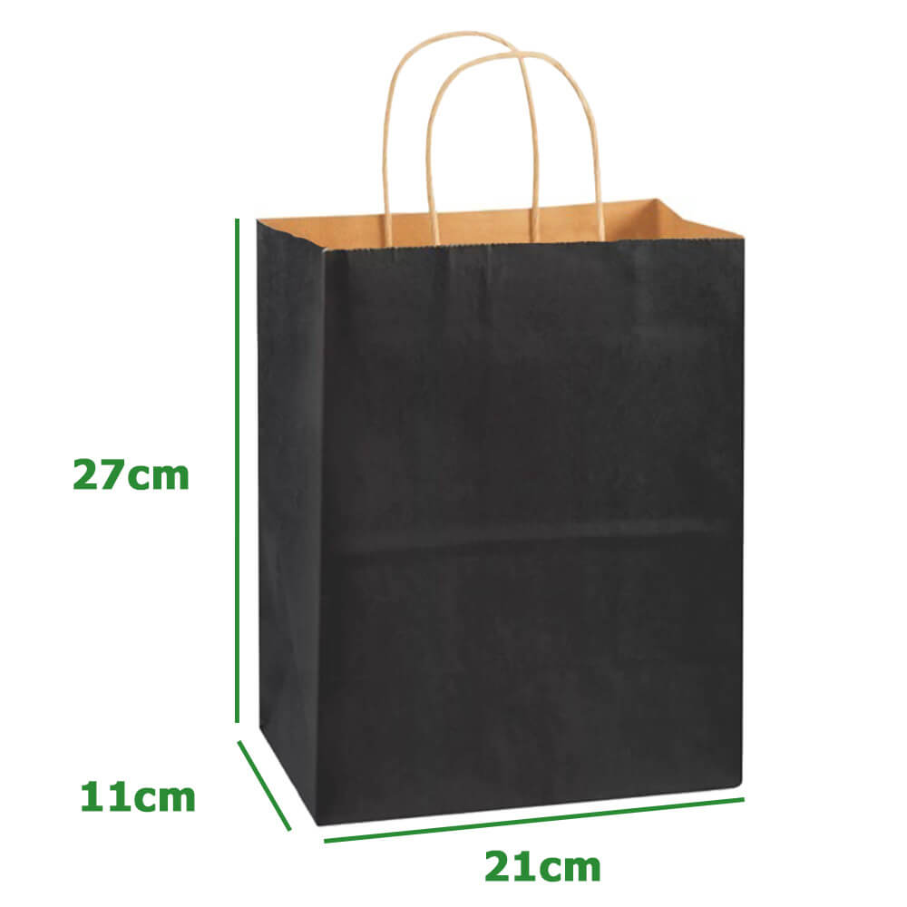 21 x 11 x 27 cm Black Paper Bag With Twisted Handles image 1