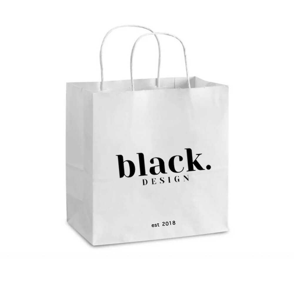 Custom Print 28 x 15 x 28 cm White Paper Takeaway Bags With Twisted Handles - Bite image 1