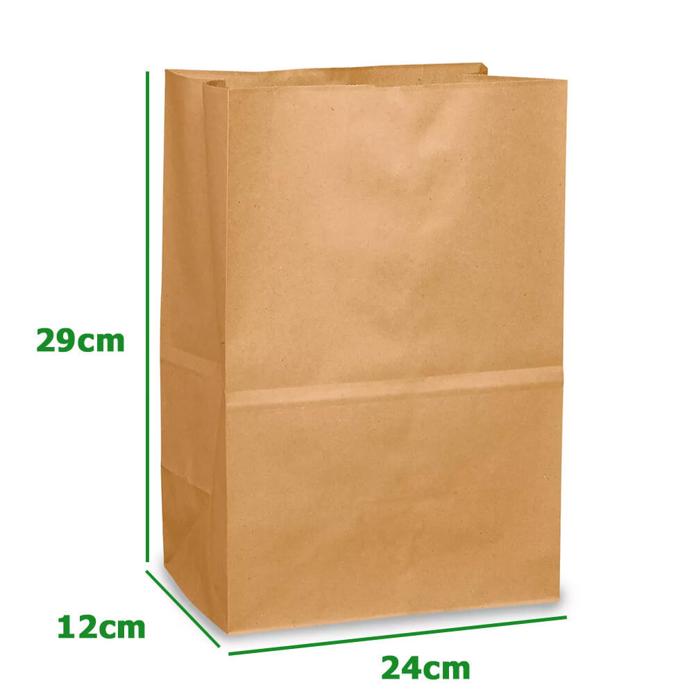 24 x 12 x 29 cm Brown Paper Lunch Bags  - Large - 300 Pack image 1