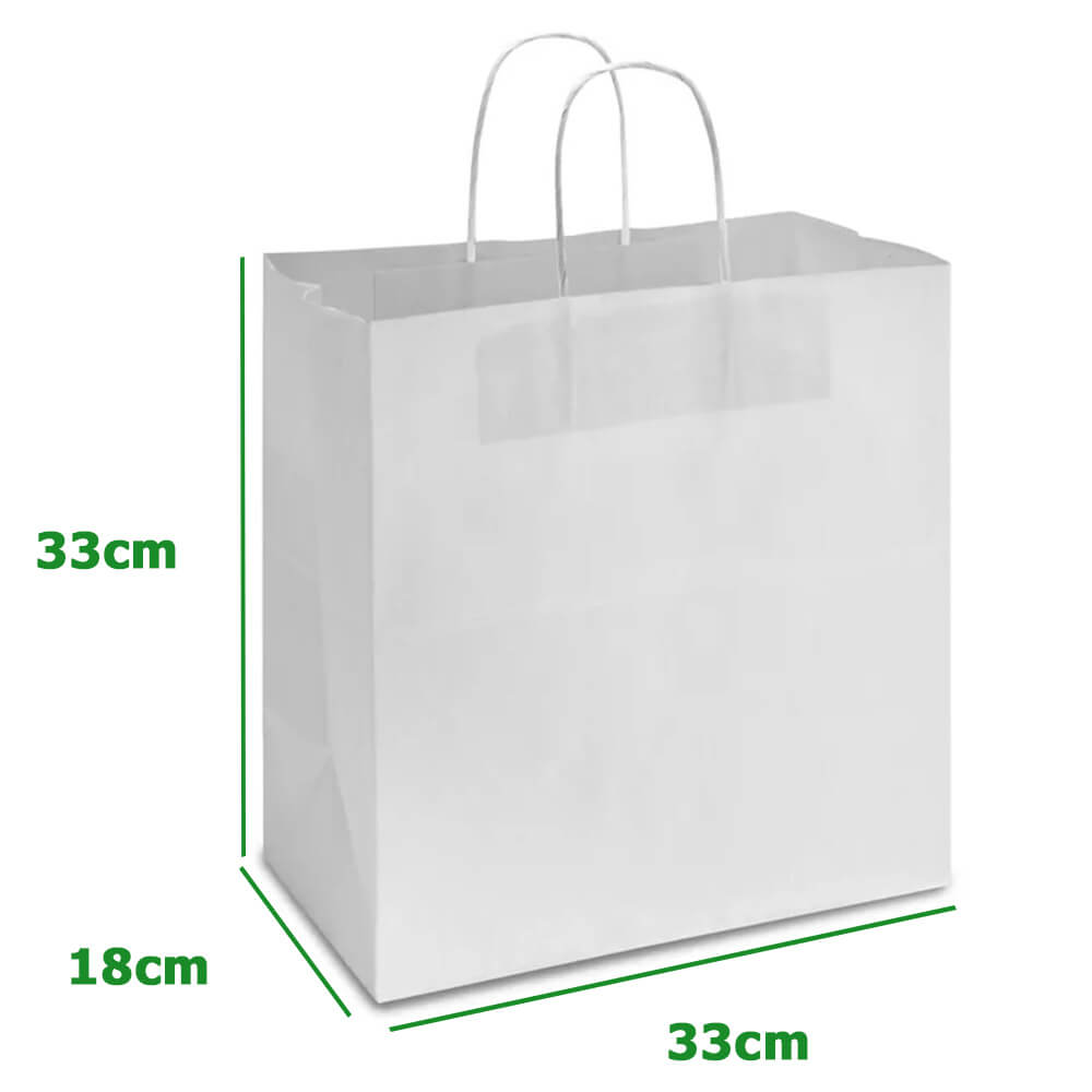33 x 18 x 33 cm Medium White Takeaway Paper Bags With Twisted Handles - Star - 100 Pack image 1