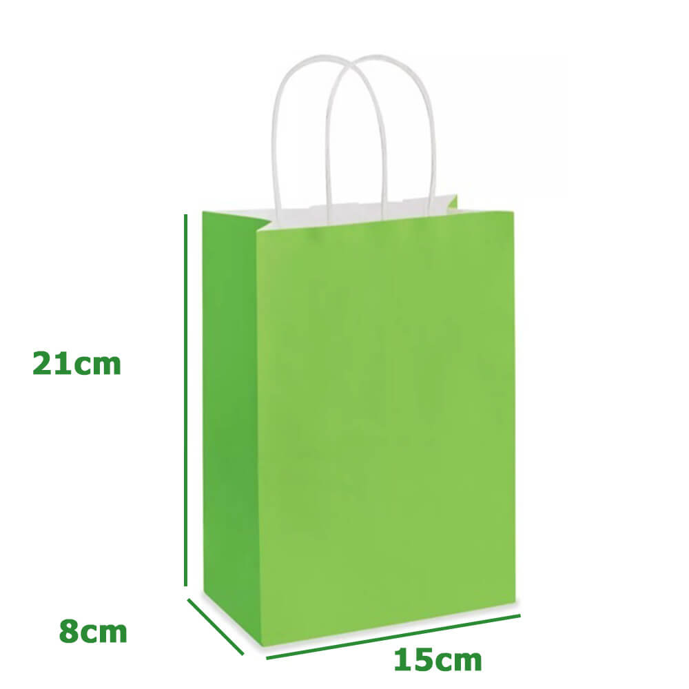 15 x 8 x 21 cm Deluxe Green Paper Bags With Twisted Handles image 1