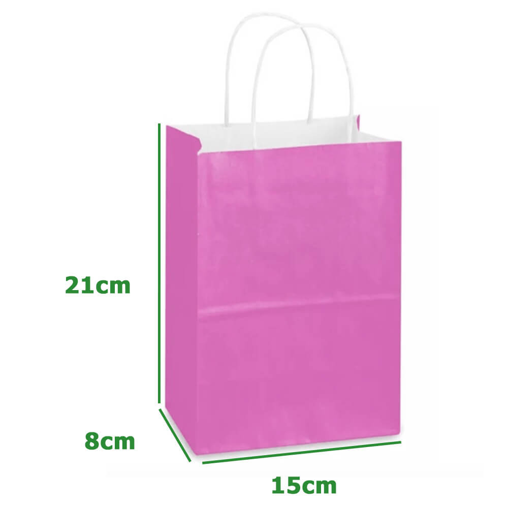 15 x 8 x 21 cm Fuchsia Pink Paper Bags With Twisted Handles image 1
