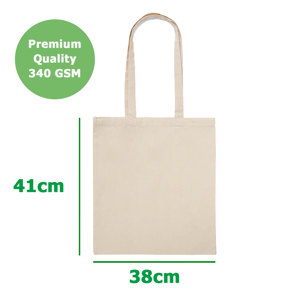 10oz Premium Large Calico Tote Bags - 38 x 41 cm - Natural Cotton image 1