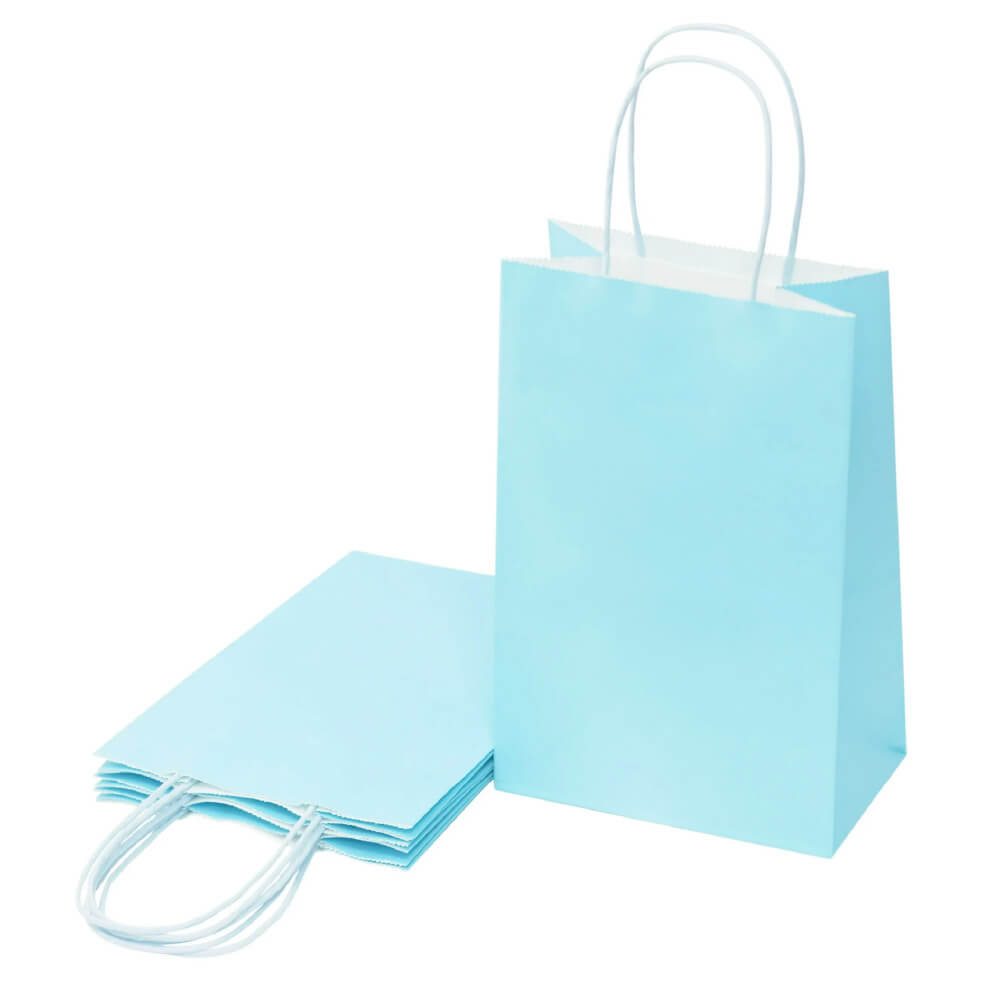 15 x 8 x 21 cm Light Blue Paper Gift Bags With Twisted Handles image 2