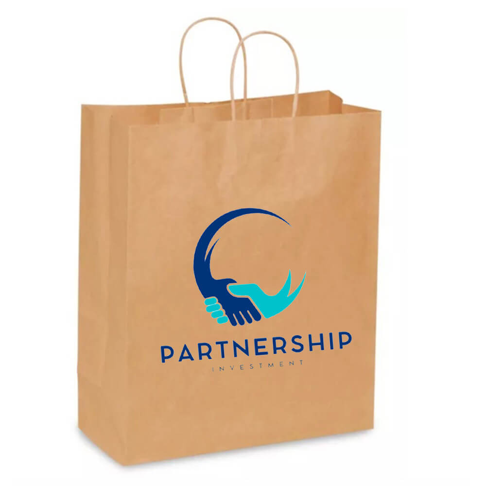 Custom Print 33 x 15 x 40 cm Brown Paper Shopping Bags With Twisted Handles - Rover image 3